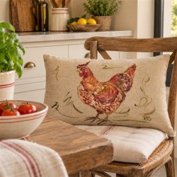 Housse coussin coq peint...