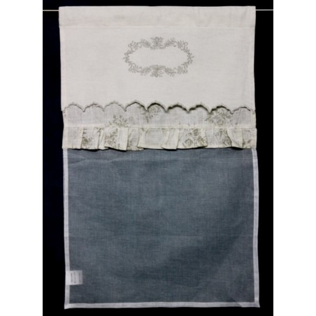 Brise-Bise Organdi Blanc Cantonnière Coton Brodée 60 X 90 Rideau N°222
